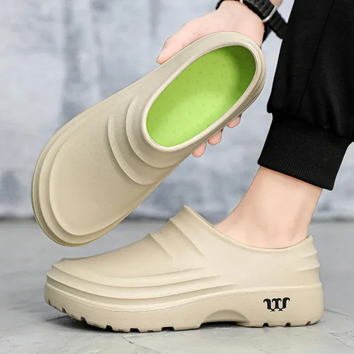 Vista 6 de Zuecos de trabajo para hombre y mujer: zapatos de cocina antideslizantes, unisex, impermeables, para cocina, restaurante, enfermera, jardín