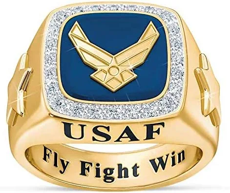 Vista 2 de The Danbury Mint - Anillos militares personalizados para hombre - Ejército, Fuerza Aérea, Marina, Cuerpo de Marines de Estados Unidos - Regalos