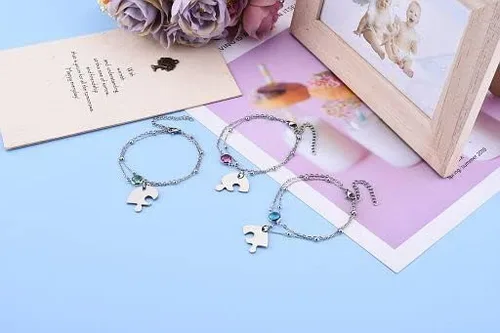 Vista 4 de PESOENTH Pulseras de mejor amiga para niñas de 234 a juego, pulseras de rompecabezas de corazón, amistad, mejor amiga, cumpleaños, regalos