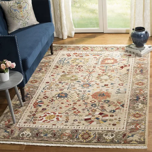Vista 24 de SAFAVIEH Kashan Collection - Alfombra de área de 2 x 3 pies, color beige y gris pardo, diseño oriental tradicional, no desprende pelusa y de fácil