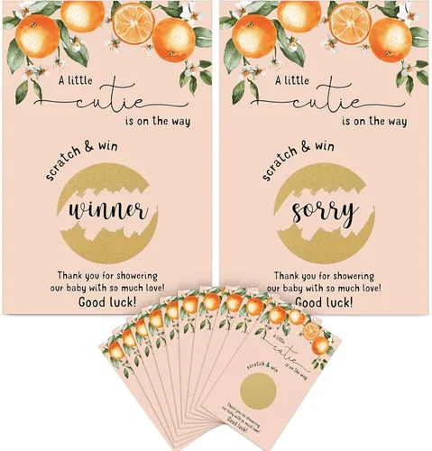 Vista 9 de Affrolling 100 tarjetas para raspar con diseño de oso para baby shower, para invitados, We Can Bearly Wait, agradecimiento, revelación de género