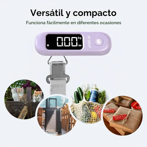 Vista 5 de pack all Digital Luggage Scale for Travel, 110Lbs Capacity, 0.1Lb Precision Púrpura