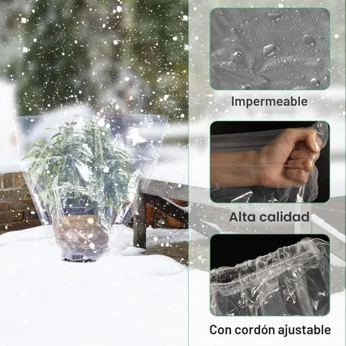 Vista 2 de ANPHSIN 6 Piezas Cubierta de Plantas de Invierno Protección contra Congelación - 24" x 32" Bolsas de Plástico para Heladas de Plantas con Cordón