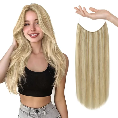 Vista 35 de Sunny - Extensiones de cabello humano real, con cable/hilo y clips ajustables, aplicación invisible, 2.82 onzas, 12 pulgadas, color rubio cenizo
