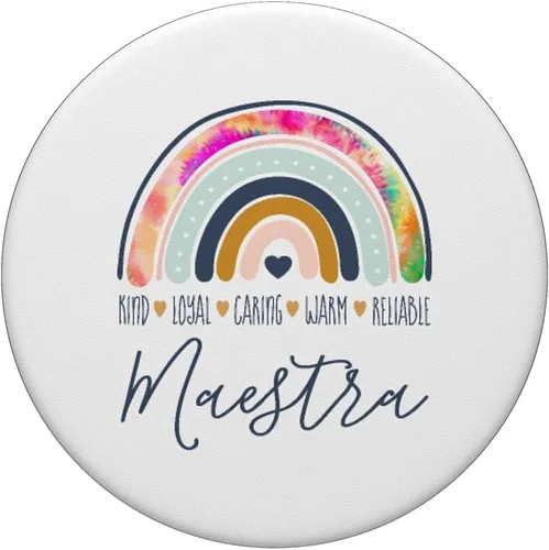 Vista 3 de Maestra Cute Rainbow Regalos para Maestra Bilingue Teache PopSockets intercambiables PopGrip