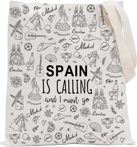 Vista 8 de POFULL España Regalo de viaje familiar España está llamando y debo ir bolsa de cosméticos Regalo de luna de miel española, España llama bolsa