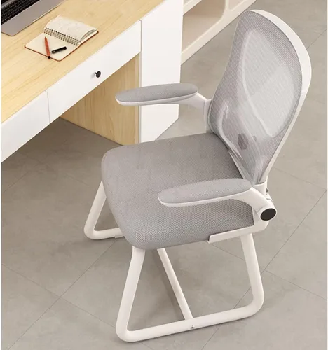 Vista 8 de Silla de oficina ergonómica, silla de escritorio con respaldo de malla alta con reposabrazos abatible de 90°, cómoda silla de trabajo, silla