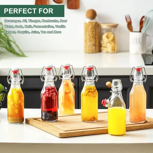 Vista 7 de Paquete de 8 botellas de vidrio con tapa abatible de 8.5 onzas, botellas