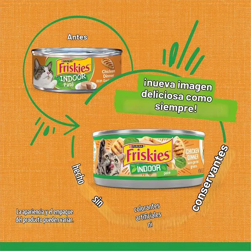 Vista 2 de Alimento húmedo para interior para gatos Purina Friskies, 24 unidades de 5.5 oz