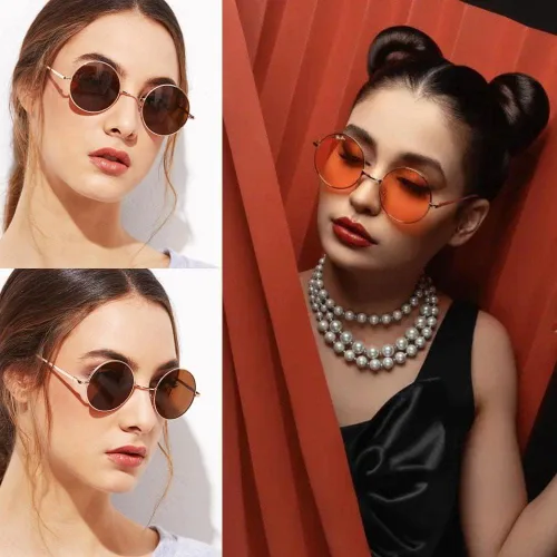Vista 2 de JUDOO Trendy Small Round Polarized Sunglasses for Women Men Circle Hippie Glasses