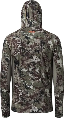 Vista 2 de BASSDASH - Camiseta de caza para hombre con protección solar FPU 50+, manga larga con capucha tipo pasamontañas y diseño camuflado, para pesca