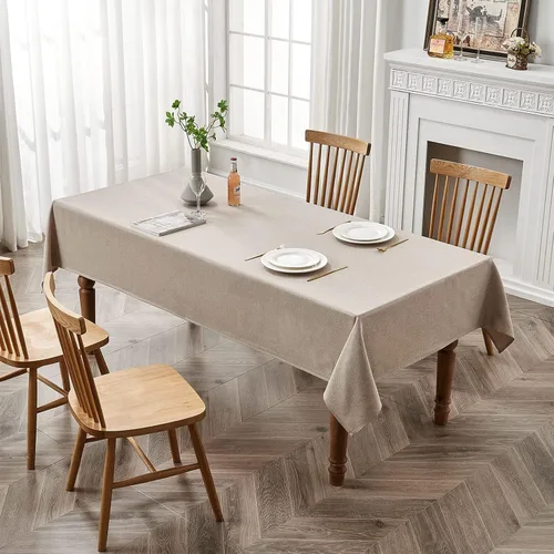 Vista 4 de BALCONY & FALCON Rectangle Table Cloth Waterproof Beige 47"x47