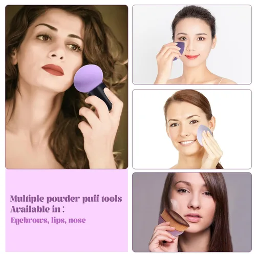 Vista 5 de BS-MALL Brocha para base de maquillaje con 3 esponjas de maquillaje, set de aplicación de base, corrector rubor bronceador (A-morado)