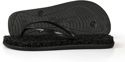 Vista 6 de CLEANUP Chanclas Flat Essence Black Exfoliante, masajista y relajante Sandalias de tanga cómodas y ligeras Fibras 100% veganas reciclables