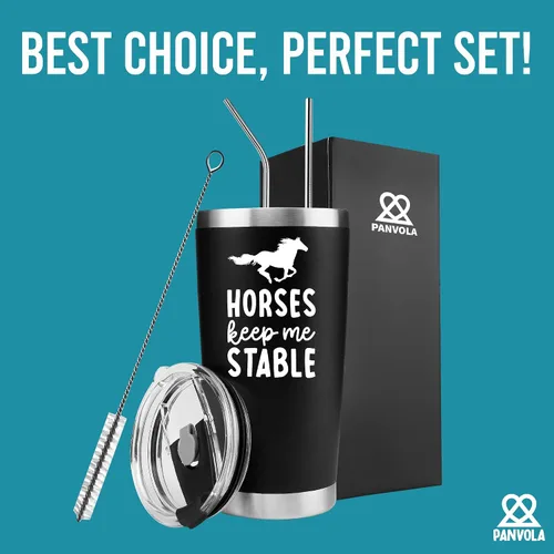Vista 5 de Panvola Horses Keep Me Stable Horse Lover - Regalos ecuestres para mujeres y hombres, de mamá, papá, amigos, vasos aislados al vacío de acero