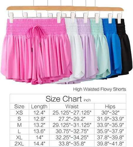 Vista 2 de Blaosn Pantalones cortos atléticos fluidos para mujer, cintura alta, gimnasio, yoga, entrenamiento, correr, pantalones cortos, falda, ropa linda
