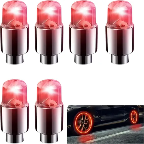 Vista 9 de 6 luces LED de tapa de vástago de válvula de neumático, luz LED fría para neumáticos, bombilla de neón impermeable, para automóvil, motocicleta