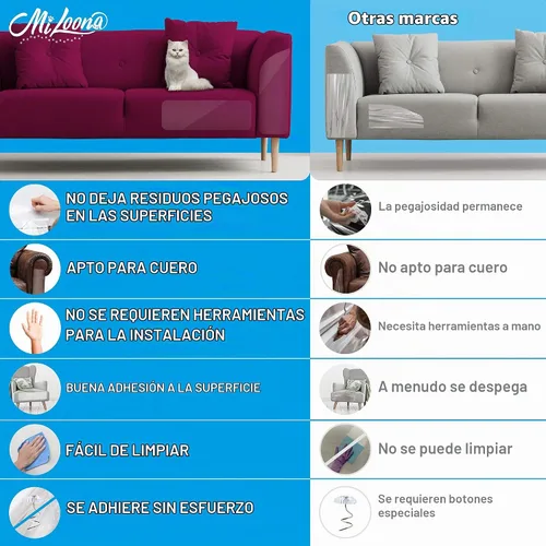 Vista 3 de Protector de muebles antiarañazos para gatos, protector de arañazos de sofá contra gatos, protección de muebles contra arañazos de gatos (10XL)