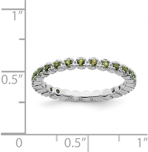 Vista 5 de Anillo de plata de ley 925 maciza apilable con piedra de agosto verde peridoto