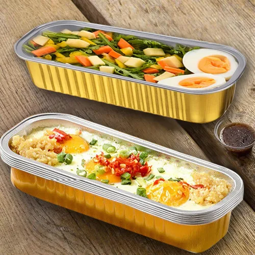 Vista 4 de 100 juegos de mini moldes para pasteles con tapas, mini moldes para pan, moldes rectangulares de aluminio para hornear, recipientes para ramequines