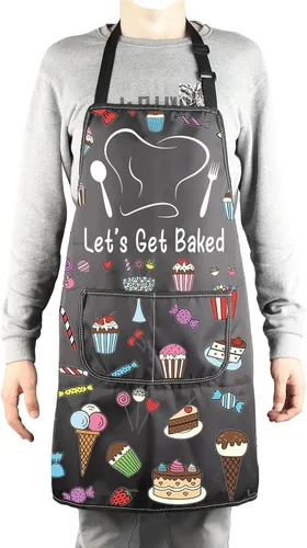 Vista 4 de MBMSO Delantal para hornear, regalos divertidos para panaderos, amantes de la cocina, delantal de cocina I Bake People Happy Delantal para hornear