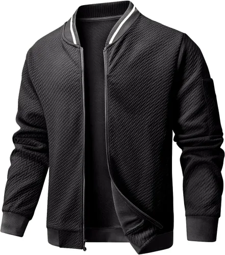Vista 11 de Chaqueta casual para hombre, ajuste holgado, chaqueta ligera varsity bomber con cremallera