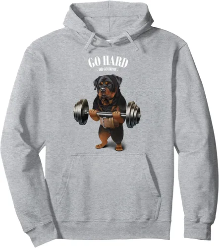 Vista 3 de Rottweiler - Sudadera con capucha para levantamiento de pesas y gimnasio, Negro, S