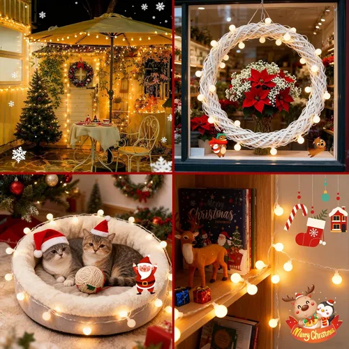 Vista 7 de Luces de Navidad de 33 pies para interiores, 100 luces LED para interiores, cadena de luces de globo para dormitorio, 8 modos con control remoto