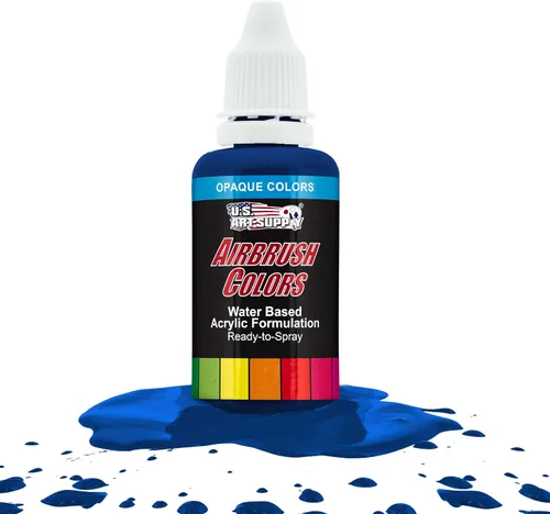 Vista 15 de U.S. Art Supply Pintura acrílica opaca para aerógrafo color azul aguamarina, botella de 1 onza, colores a base de agua no tóxicos de grado