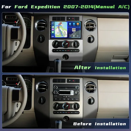 Vista 2 de 64G 9'' Android 15 Car Stereo para Ford Expedition(Manual A/C) 2007-2014 IPS Pantalla táctil inalámbrica CarPlay Android Auto GPS Mirror Link 5G