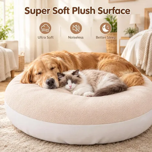 Vista 3 de Fundas de cama para perro, lavables para cama redonda y dona, 100% impermeables, suaves y silenciosas, para cama de perro, 30 x 30 x 9.8 pulgadas