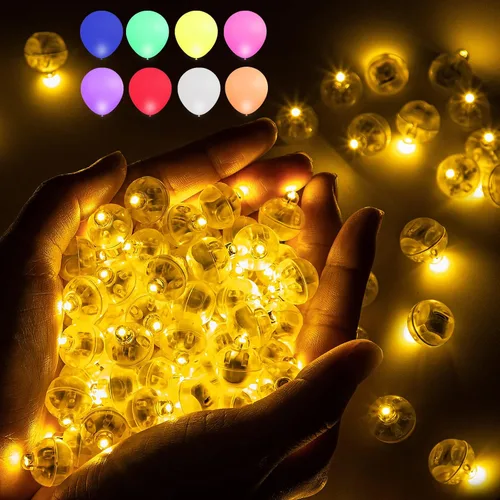 Vista 13 de Aogist 50 Piezas Luces para Globos Azules con Aro para Colgar, Mini Lámpara de Bola Redonda Pequeña Luz LED para Linternas de Papel y Vidrio
