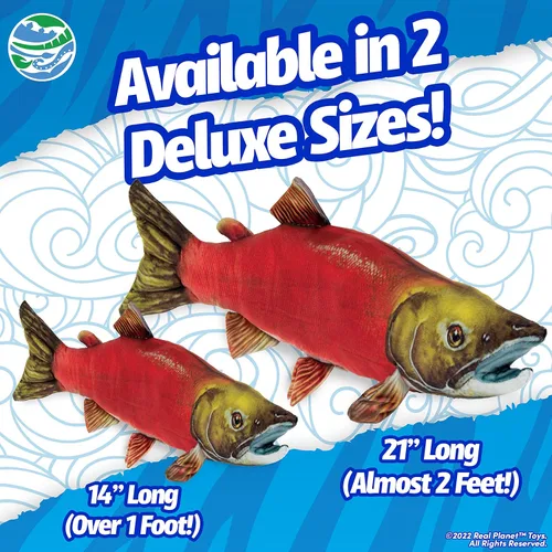 Vista 2 de Real Planet Peluche de pesca – Sockeye Salmon Trucha Bass Peluche de peluche para niños, regalos de pesca para hombres, juguetes de peluche de peces