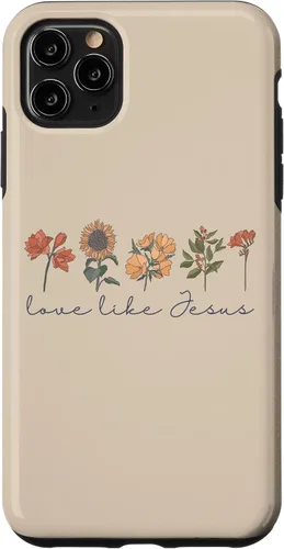 Vista 13 de Love Like Jesus - Carcasa para iPhone 17, diseño de flores y texto bíblico, religioso