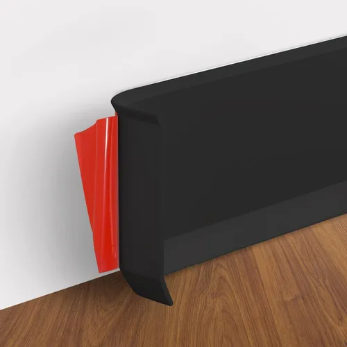 Vista 8 de STICKGOO Moldura de vinilo para zócalo, 4 pulgadas x 20 pies, base de pared de goma autoadhesiva, base de cala para despegar y pegar (negro)