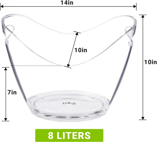 Vista 6 de Cubo de hielo para fiestas, botellas de vino o champán de acrílico transparente para bebidas (1, 8 litros)