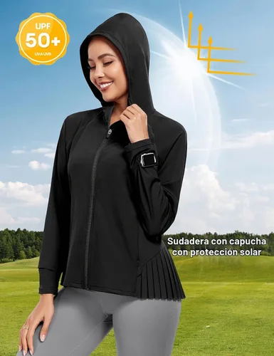 Vista 3 de Little Donkey Andy Chaqueta de golf UPF 50+ con dobladillo plisado para Negro