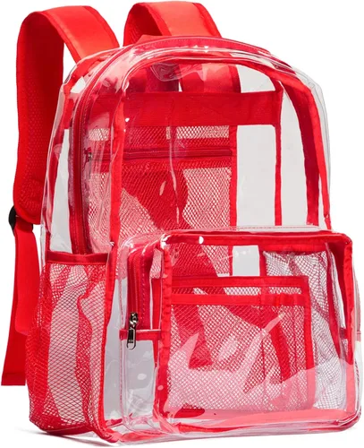 Vista 10 de Vorspack Mochila Clara Transparente - Mochila Transparente de PVC de Servicio Pesado See Through para Universidad y Lugar de Trabajo Negro