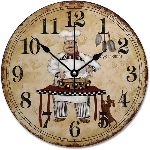 Vista 17 de ArogGeld Chef - Reloj de pared de cocina de madera, 10 silencioso, sin tictac, de cuarzo, funciona con pilas, para sala de estar, dormitorio
