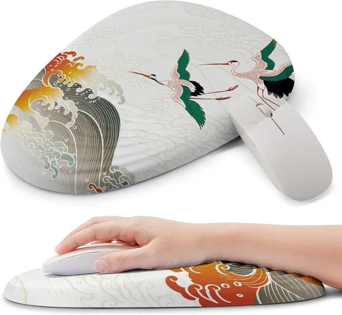 Vista 11 de Alfombrilla ergonómica para mouse con soporte de muñeca, reposamuñecas de espuma viscoelástica para aliviar el dolor y túnel carpiano, base 03