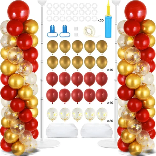 Vista 8 de ZOIIWA - Juego de 2 soportes para columnas de globos, torre de globos con Negro y dorado