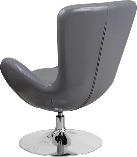 Vista 4 de Flash Furniture Egg Series Grey LeatherSoft Silla de recepción lateral Gris Leathersoft