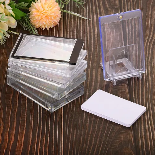 Vista 6 de PATIKIL Tarjetero magnético con soporte, 1 juego de 35 PT de plástico duro transparente, protector impermeable para almacenamiento de tarjetas Dorado