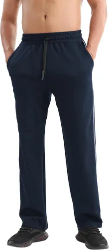 Vista 6 de BROKIG Gerade - Pantalones deportivos para hombre, pantalones deportivos de entrenamiento con cintura elástica, parte inferior abierta, pantalones