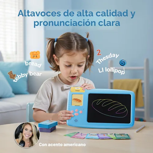 Vista 5 de Tarjetas didácticas parlantes para niños pequeños: tableta de escritura LCD 2 en 1 con 510 palabras visuales, aprendizaje de idiomas Montessori