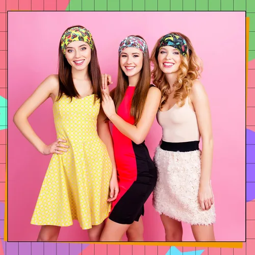 Vista 4 de 20 diademas de neón de los años 80 y 90 para mujer, diademas de entrenamiento retro vintage, accesorios de fitness, bandas deportivas
