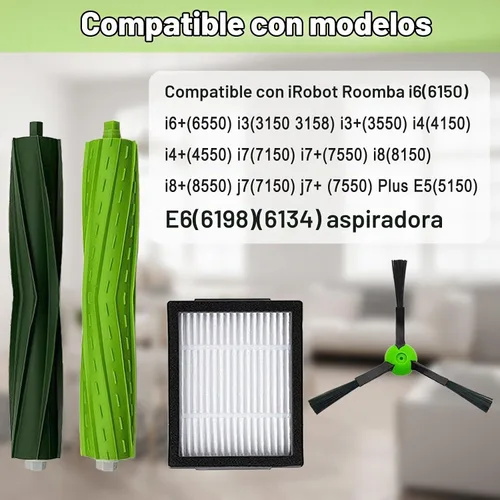 Vista 2 de Paquete de 18 piezas de repuesto compatibles con iRobot Roomba i3 i3+ i7 i7+ i4 i6 i6+i8 i8+/Plus E5 E6 E7 J7 i5+j5+ Serie I, E & J Aspiradora 2