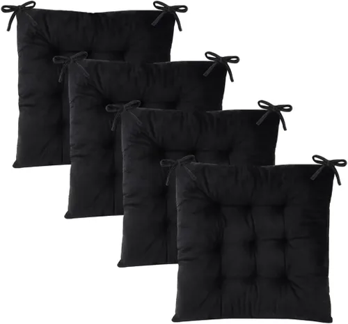 Vista 13 de Juego de 2 cojines para sillas de comedor con lazos, almohadilla antideslizante para silla de cocina para interior y tapete de asiento de comedor