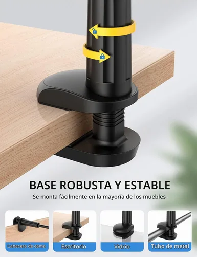 Vista 4 de SHAWE Soporte de teléfono con cuello de cisne, soporte flexible para tableta para cama, soporte de brazo perezoso ajustable 360 para iPad Air Pro