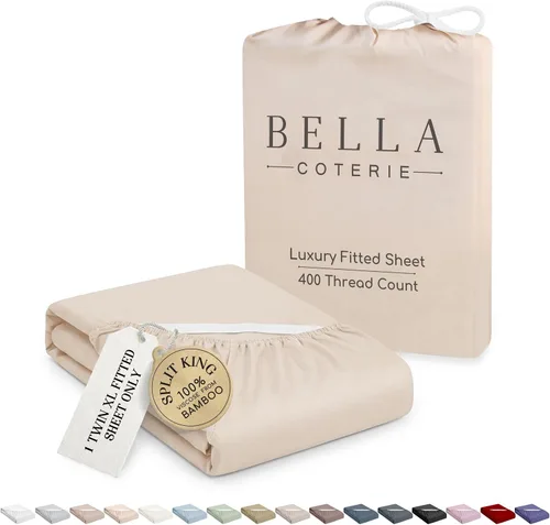 Vista 8 de Bella Coterie - Sábana bajera ajustable de viscosa de bambú de lujo, tamaño individual, 100% cultivada orgánicamente, ultrasuave, refrescante